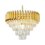 Round Modern Gold Crystal Chandelier - Image 2