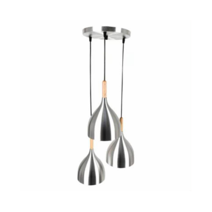 02-Pendant 3Lit Stainless Steel E27-1 Elegant Chrome 3Lit Stainless Steel Pendant - Image 1