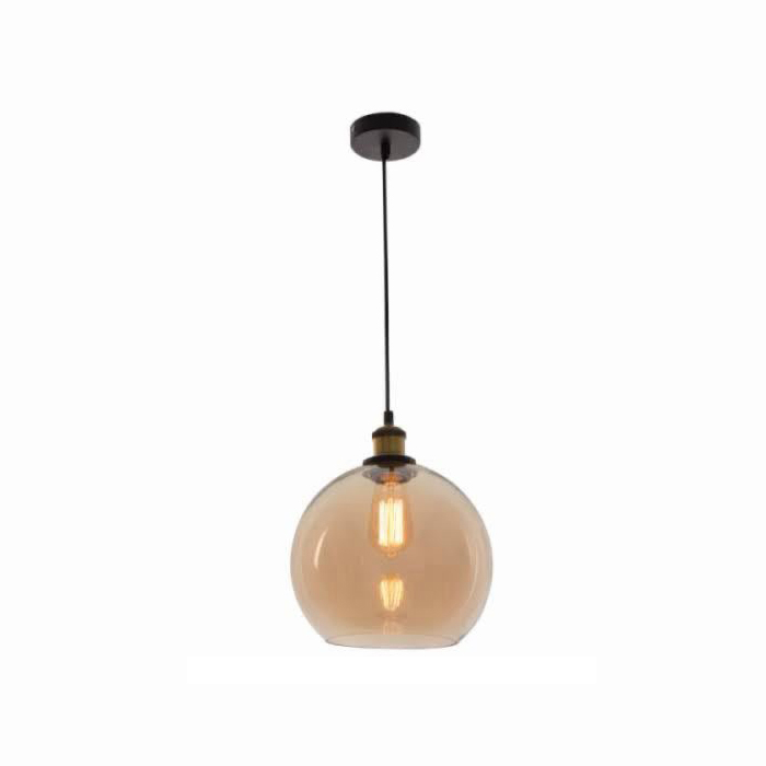 03-Pendant Glass Amber E27 Elegant Amber Glass E27 Pendant - Warm Contemporary Lighting - Image 1