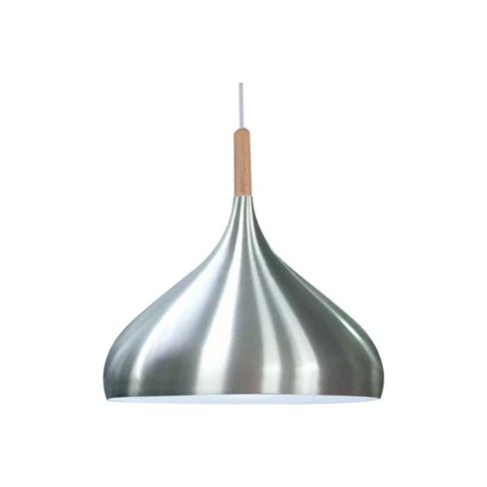 04-Pendant 1lit aluminum Brushed Aluminum Pendant 1Lit- Wide Dome - Image 1