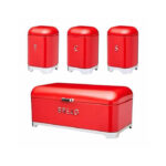 Retro Style Bread Bin with 3-Piece Canister Set - Image 2