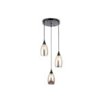 Modern 3Lt Amber Glass Pendant E27