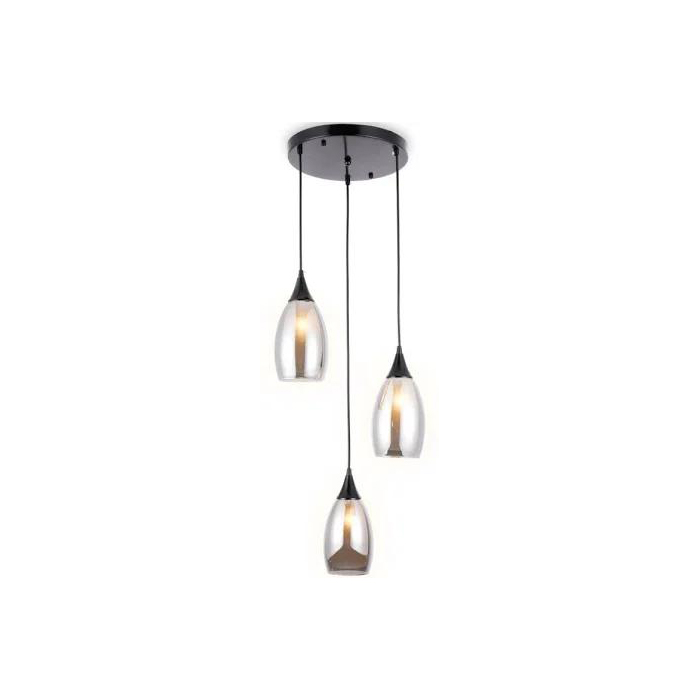 06-Pendant 3Lit Amber glass E27 Modern 3Lt Amber Glass Pendant E27 - Image 1