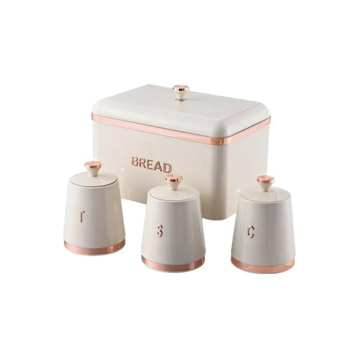 09-Bread bin with canisters-2 Royal Homeware Bread Bin & Canister 4pc Set - Image 1