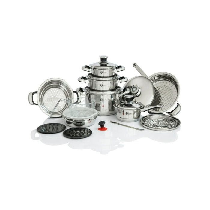 12-Tissoli 21P pot set 1 Tissoli 21Piece Stainless Steel Cookware Set - Image 1