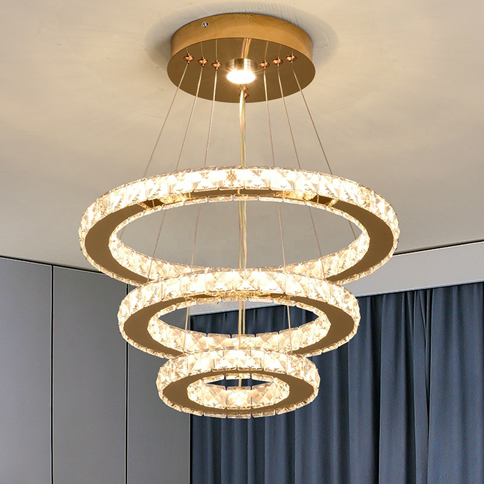 3-Ring Crystal LED Chandelier - Image 1