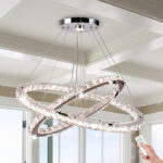 2-Ring Oval Crystal LED Chandelier