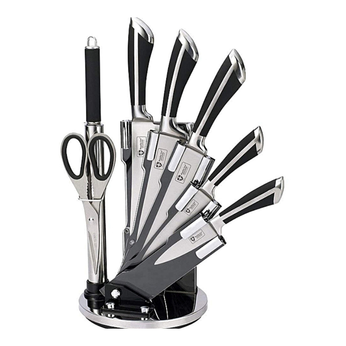 Royalty Line 8-Piece Stainless Steel Knife Set with Acrylic Fan Block - Image 1