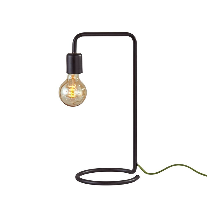 Industrial Matte Black Metal Desk Lamp with Vintage Edison Bulb - Image 1